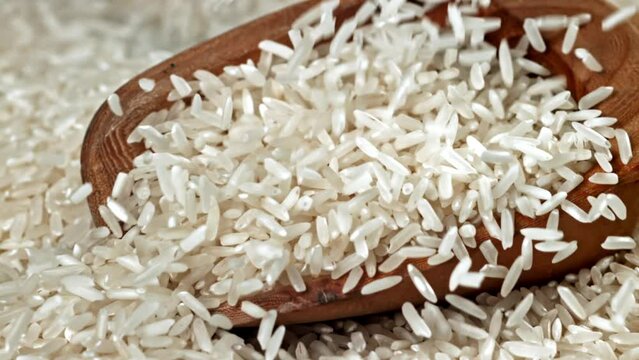 Super slow motion grains of rice. High quality FullHD footage