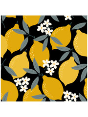 Lemon pattern. Vector seamess texture.