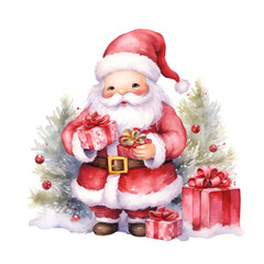 Cute Christmas Santa Claus with Gift Boxes