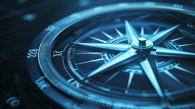 Abstract interpretation of strategic business direction with a compass motif, symbolizing navigation and alignment towards goals