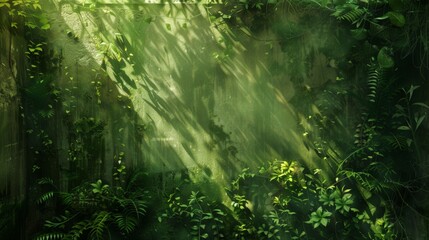 Fototapeta premium Sunlight filtering through green jungle canopy