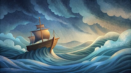 Picture a ship sailing through a stormy sea with waves crashing against its hull and winds howling all around. In the midst of this chaos a