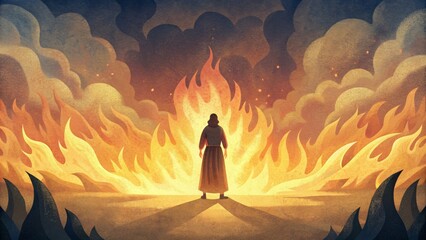 A person standing in the midst of a raging wildfire surrounded by flames on all sides. Fear threatens to consume them but then they remember - obrazy, fototapety, plakaty