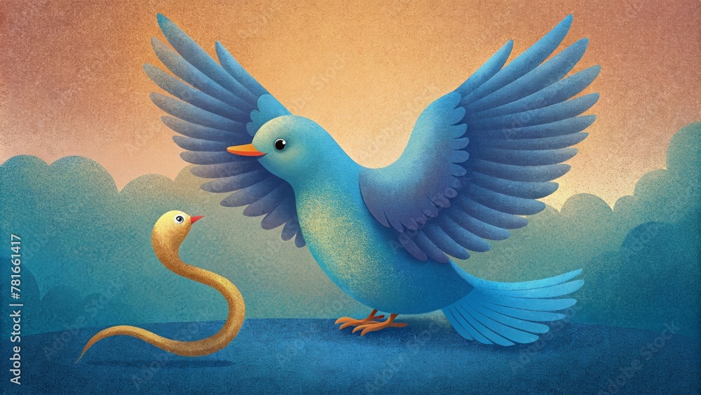 Poster surrender can also be depicted as a bird letting go of a worm in its beak trusting that there is a g