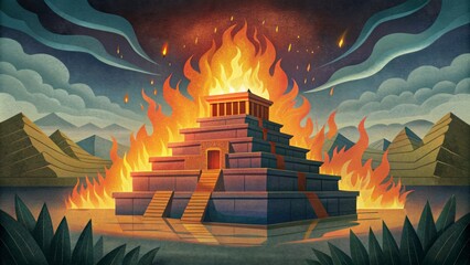 Naklejka premium The Burning Temple Jesus compared the destruction of the temple to a fire that would consume everything in its path. Just as a fire burns