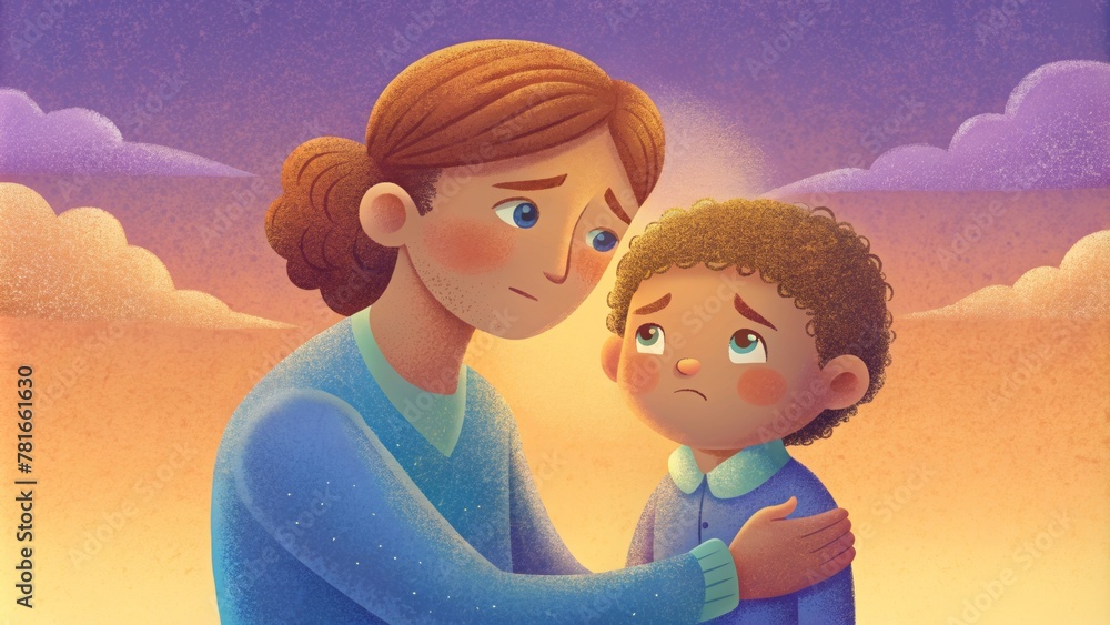 Poster think of a child reuniting with their parent after a long separation. the tears of sadness and longi