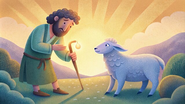 A shepherd anoints a ed and weak sheep with oil gently tending to its s. This image illustrates Gods healing and restorative power through His