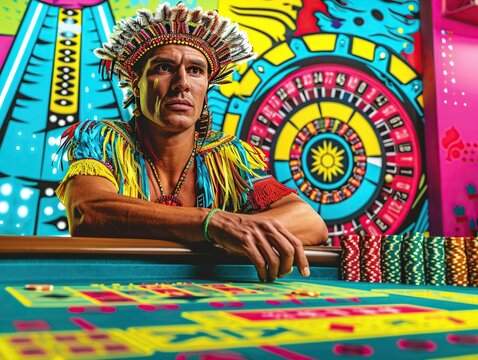 An Apache warrior quietly dominates at the craps table, his silent intensity unnerving his opponents