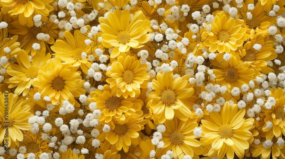 Wall mural Yellow flowers and white berries bouquet