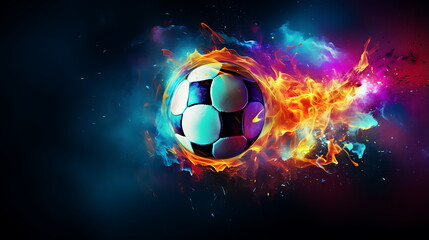 an orange soccer ball on fire, generative ai