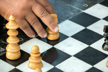 Chess game. Chess pieces on board