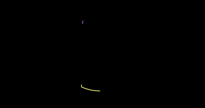Purple, yellow and blue stroke outline numbers countdown timer from 10 to 0 seconds on black background. 4k resolution Realtime countdown animation .