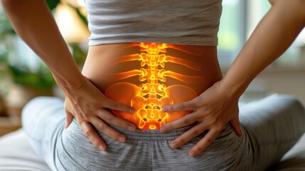 Person with lower back pain, capturing the discomfort and challenges faced by individuals experiencing lumbar discomfort, highlighting the need for attention and care in managing spinal health