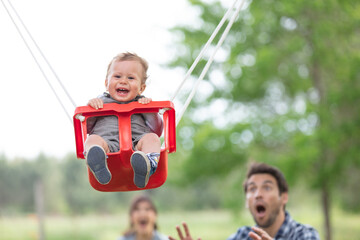 parents panic as baby swings high in the park