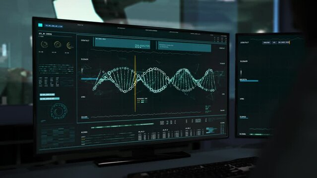 Performing urgent medical testing on a new patient. Isolating his DNA to analyze its structure in detail. Looking for signs of hereditary diseases and cell mutations. Advanced technology. UI.