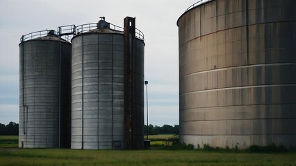Two large and wide silos, which can hold tons and tons of wheat, for example.