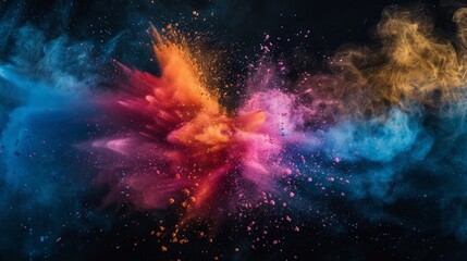 Naklejka premium Colorful powder cloud thrown in air