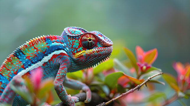 
A beautiful chameleon in nature