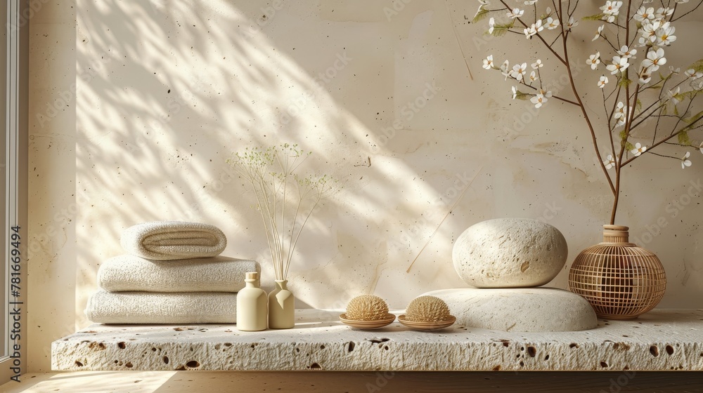 Wall mural representation of a spa treatments