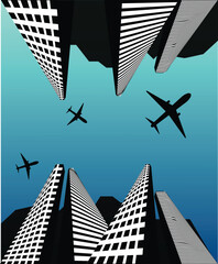 bottom view plane flying vector illustration