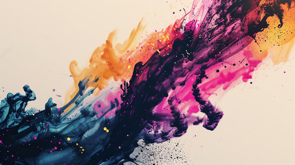 abstract artwork created by digitally manipulating colorful ink splatters