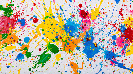 vibrant multicolored paint splatters forming an energetic and playful backdrop 