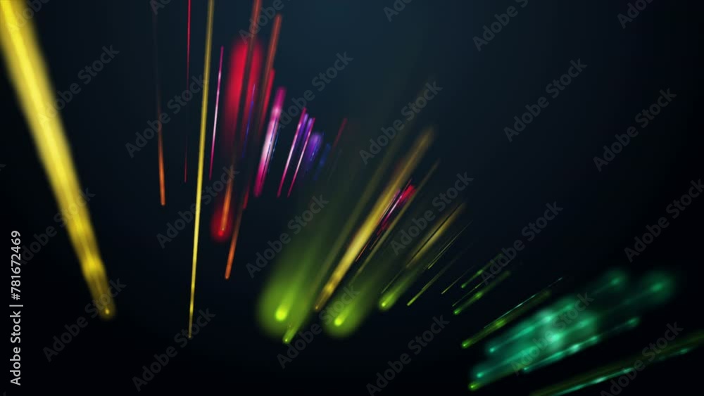 Aufkleber futuristic video animation with glowing stripe objects in slow motion, 4096x2304 loop 4k