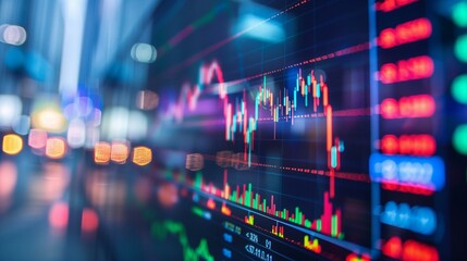 Dynamic Stock Market Exchange Data Display on Blue Background