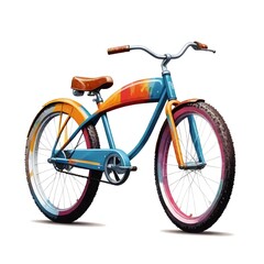 Colorful Beach Cruiser Bicycle Illustration - obrazy, fototapety, plakaty