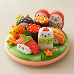 Cute Hiroshima-yaki food, 3d clay icon