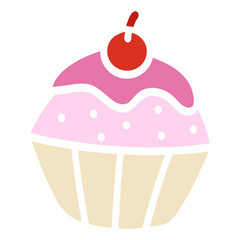 cupcake with cherry illustration