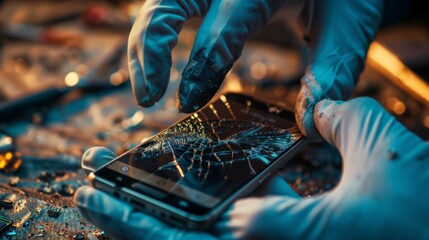A technician repairing a broken smartphone generative ai - obrazy, fototapety, plakaty