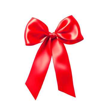 Red satin ribbon bow. Bow on transparent background clipart