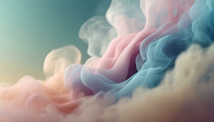 ai generative of hyper realistic of The pastel colored clouds and smoke are so beautiful, especially with their thickness combined with the light turquoise background - obrazy, fototapety, plakaty