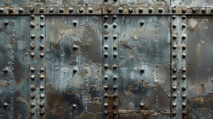 Metal door with numerous rivets