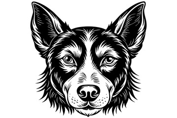 Dog Head silhouette  vector art illustration