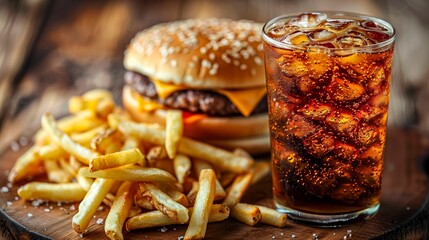 Classic Burger Combo: Cheeseburger, Fries, and Cola
