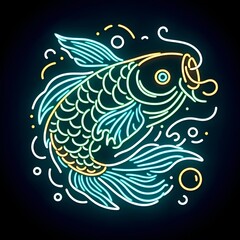 Fototapeta na wymiar Neon Koi Fish Logo