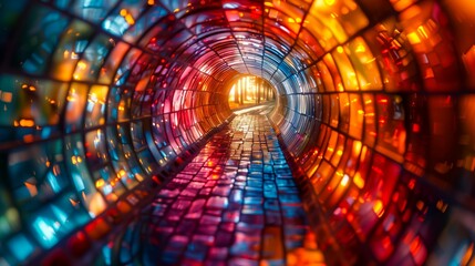 Kaleidoscope Corridor: Colorful Light Tunnel