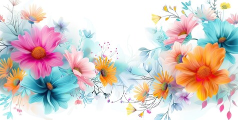 Mothers Day spring banner with a colorful floral - obrazy, fototapety, plakaty