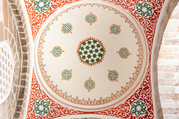 traditional ottoman tiles in mosque ceiling ,İstanbul, red pattern seamless ornament , for...