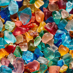 Seamless pattern of colorful beach glass