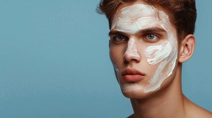 Man with mask for perfect smooth skin. beauty cosmetic concept generative ai