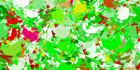Light Green, Red vector pattern with polygonal shapes.