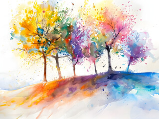 Abstract watercolor of tress