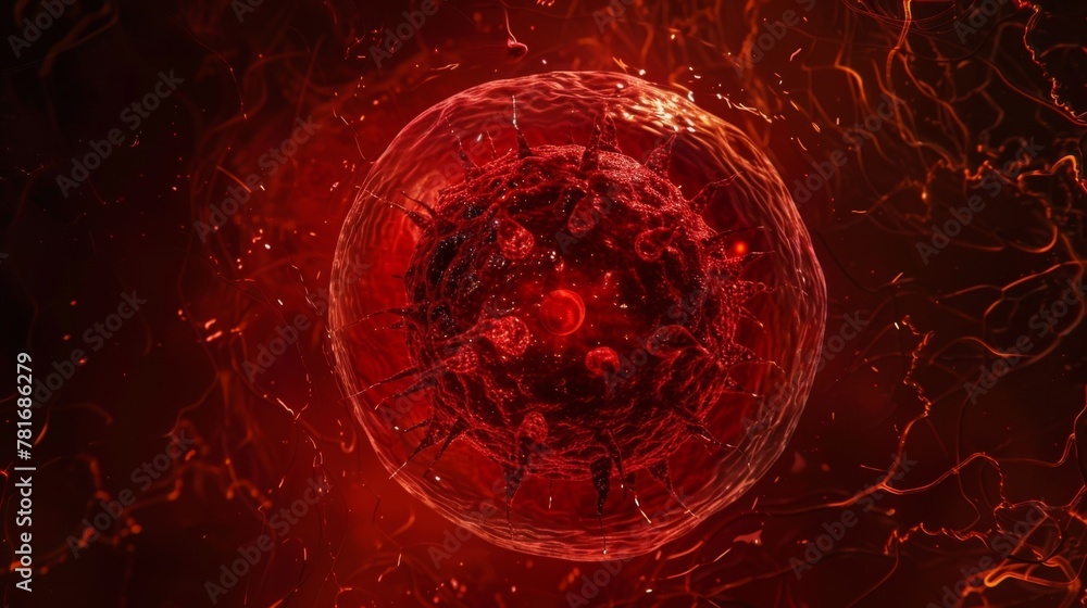 Poster a mesmerizing view of a single red cell captured in extreme magnification. its intricately folded me