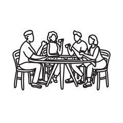 family playing games outline drawing line art community care