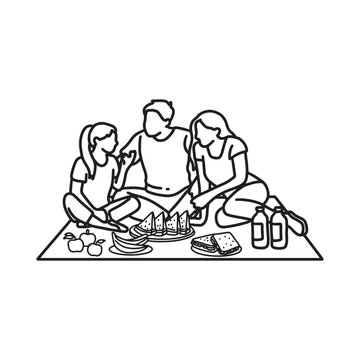 family playing game outline drawing line art community care