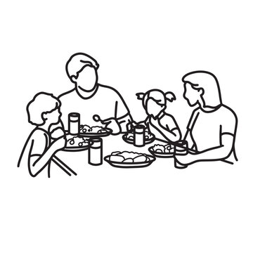 family playing game outline drawing line art community care