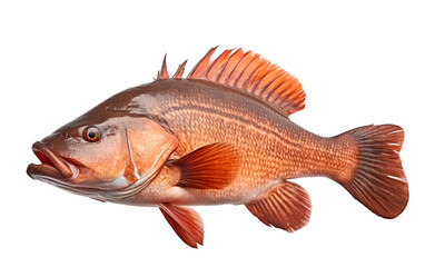 Fresh Grouper Fish Real Image Isolated on White Background